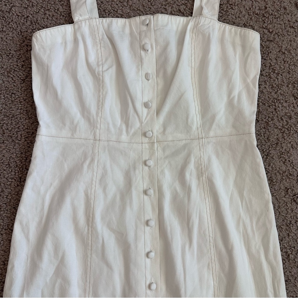 Theory Womens 4 Kayleigh Linen Blend White Button Front Mini Dress - Picture 11 of 16